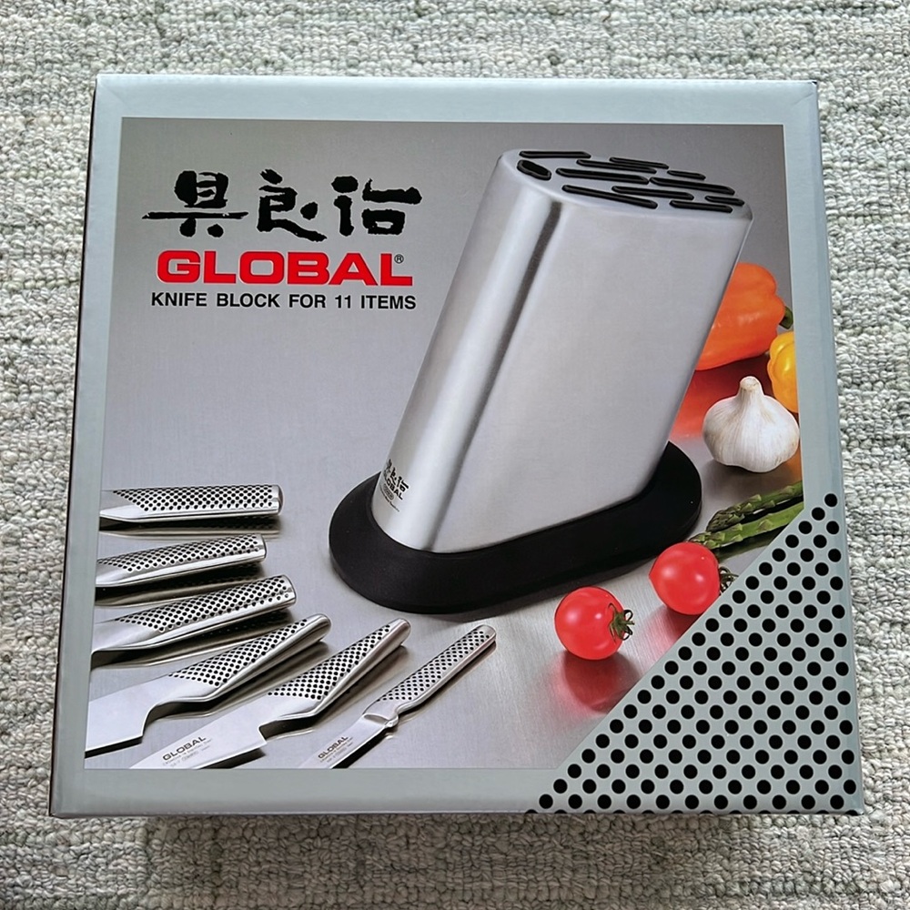 Global Knives 11-Slot Stainless Steel Knife Block. New in the box